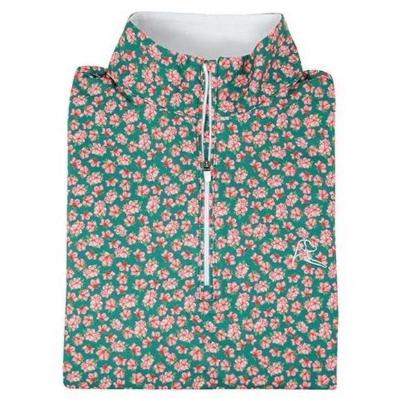 Rhoback The Azalea 1/4 Zip Pullover Mens XL Green Floral Limited Edition Golf - Picture 1 of 10